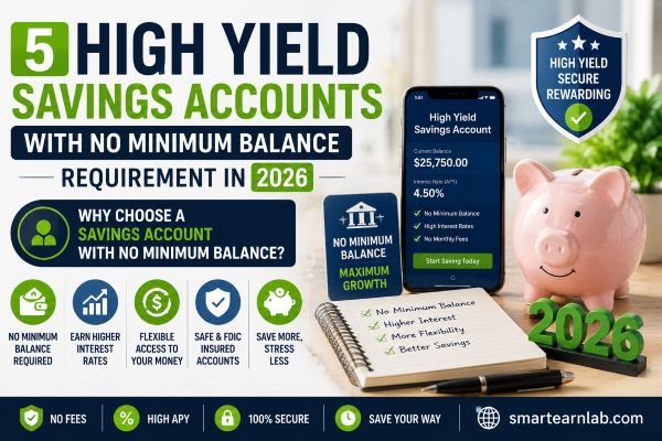 5 high-yield savings accounts with no minimum balance requirement in 2026