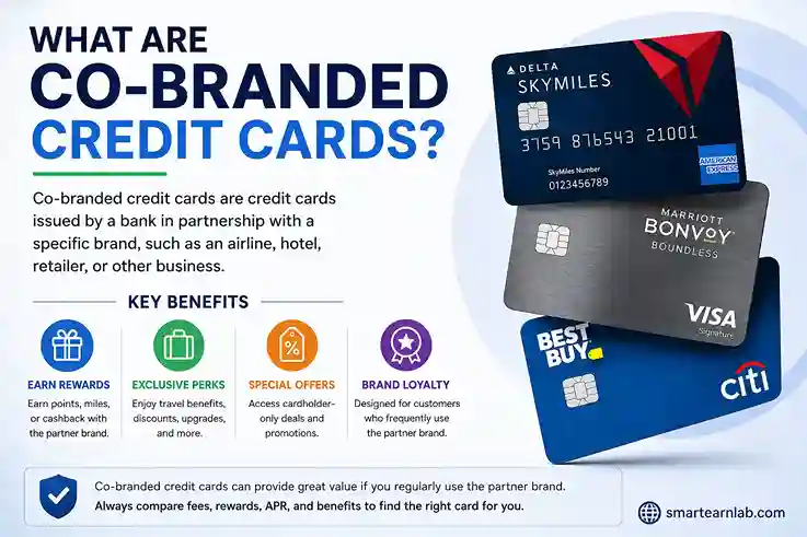What are co-branded credit cards and their key benefits